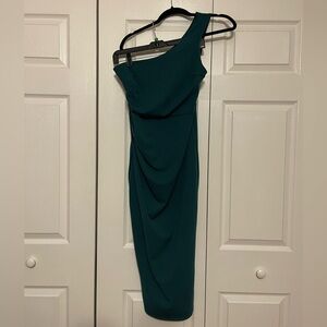 Windsor Teal Asymmetrical Midi Dress